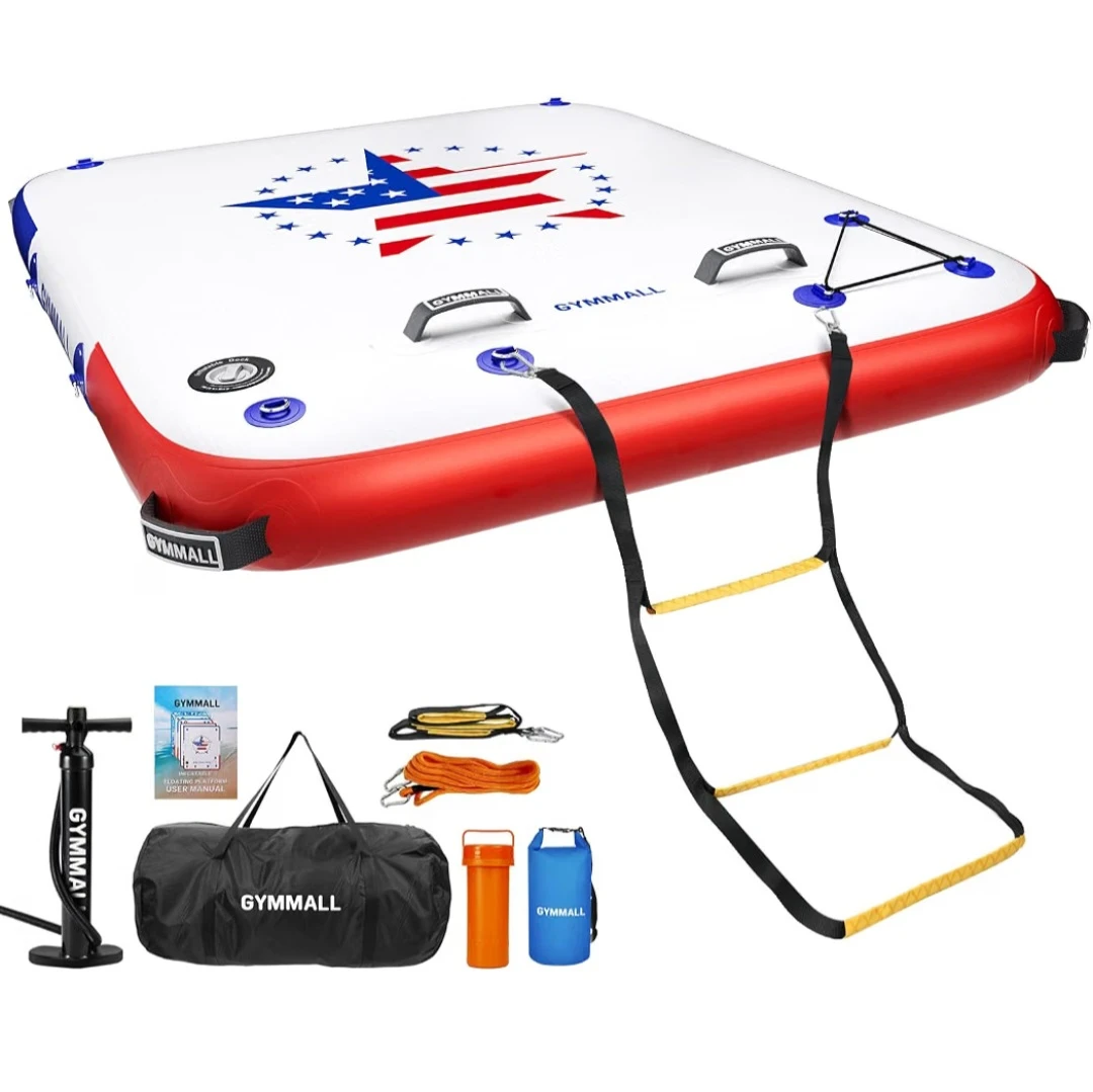 GymMall Inflatable Floating Dock with Ladder
