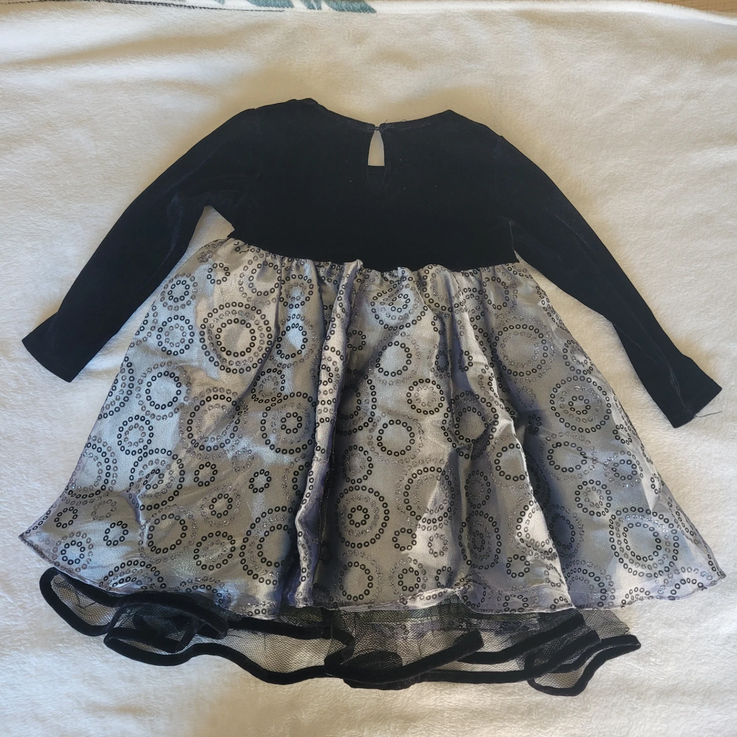 Bonnie Jean Black Velvet & Silver  Dress - Size 2T