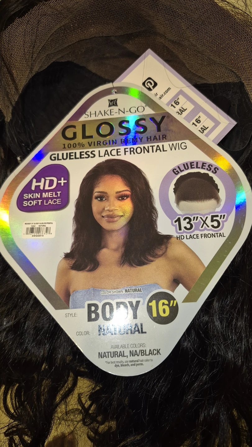 Shake-N-Go GLOSSY 100% Virgin Remy Hair Glueless Wig- Body 16"
