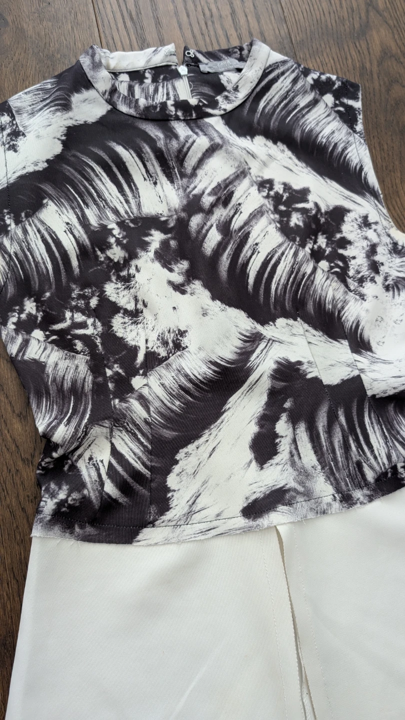 ZARA Black and White Print Sleeveless Top - photo 4