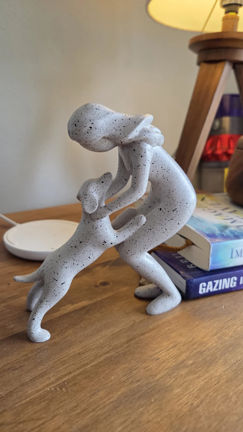 Woman & Dog Sandstone Statue *new
