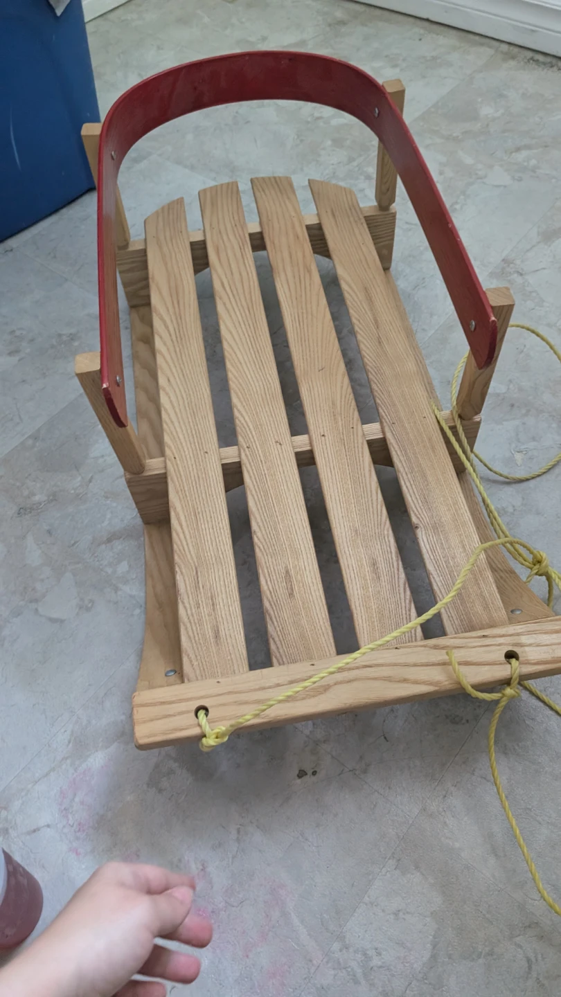 Wooden Sled with Red Handle for baby/toddler - photo 2