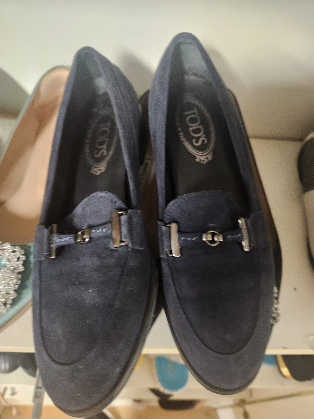 TOD'S Navy Suede Loafers