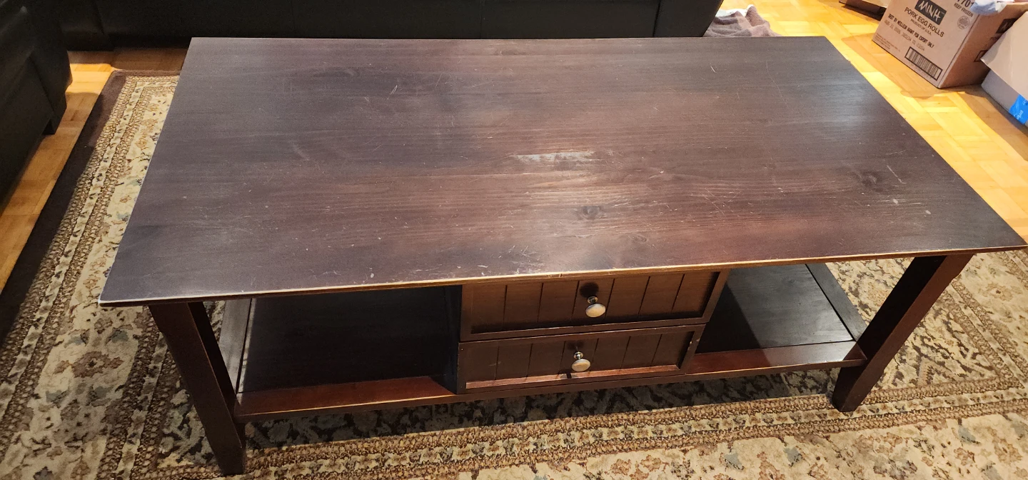 3 Dark Wood Coffee Tables with Storage - photo 3