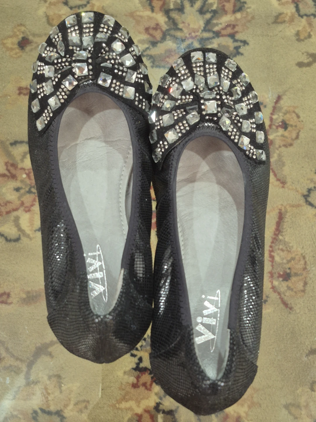 Vivi Black Embellished Ballet Flats - photo 2