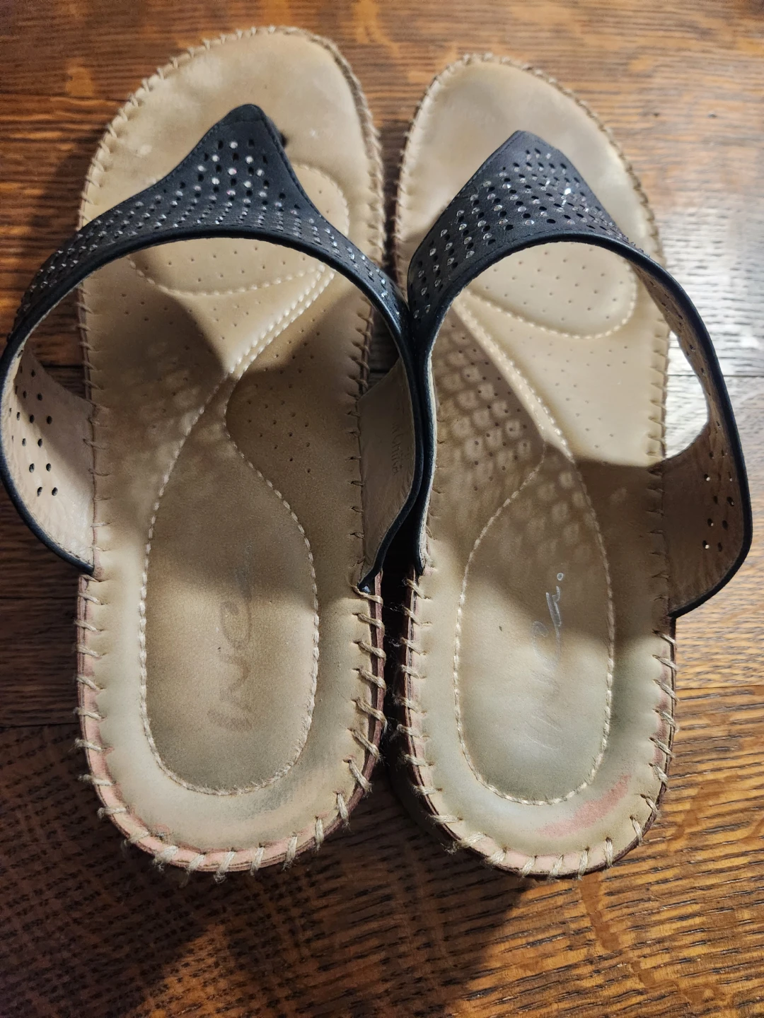 Studded Black Perforated Wedge Sandals - photo 3