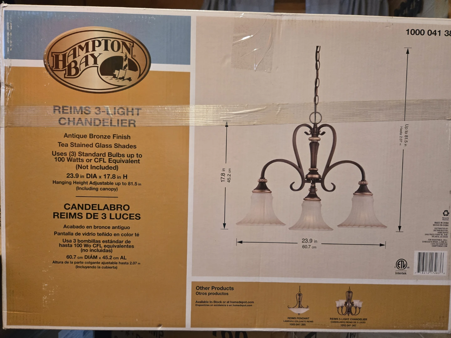 Hampton Bay Reims 3-Light Chandelier