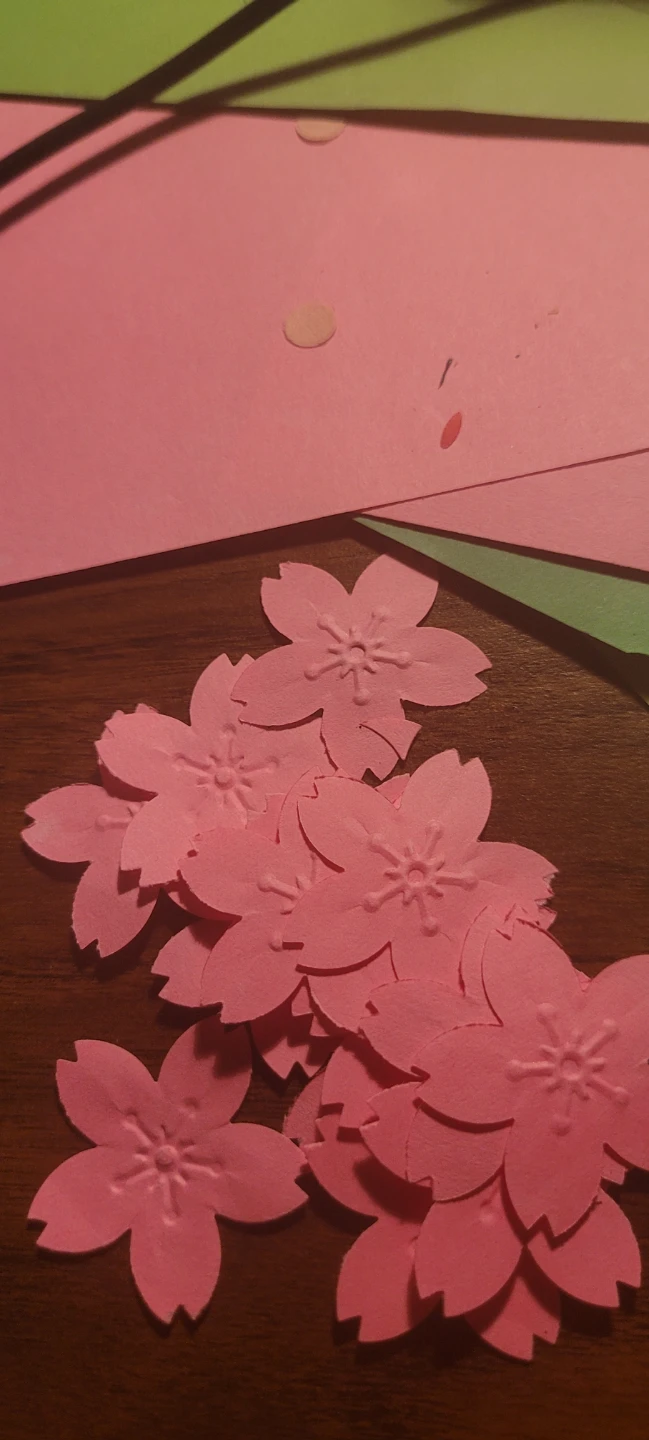 14 Pink Cherry Blossom Paper Cutouts