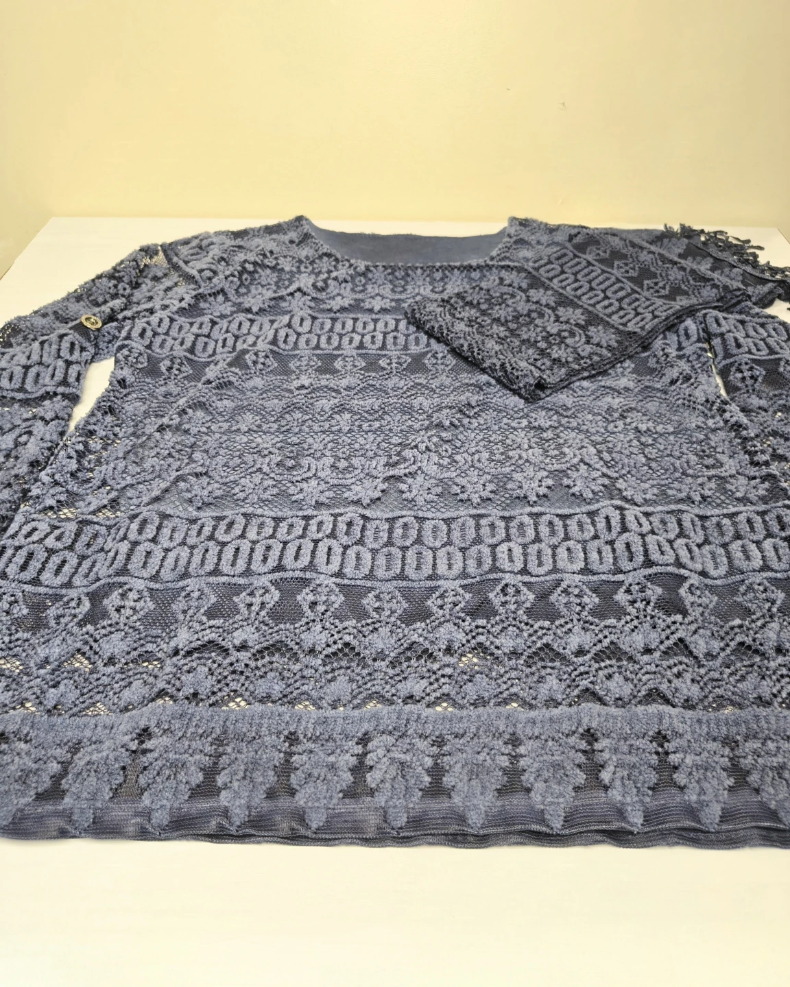 Women's Sz XL Blue Lace Top with matching Scarf - photo 5