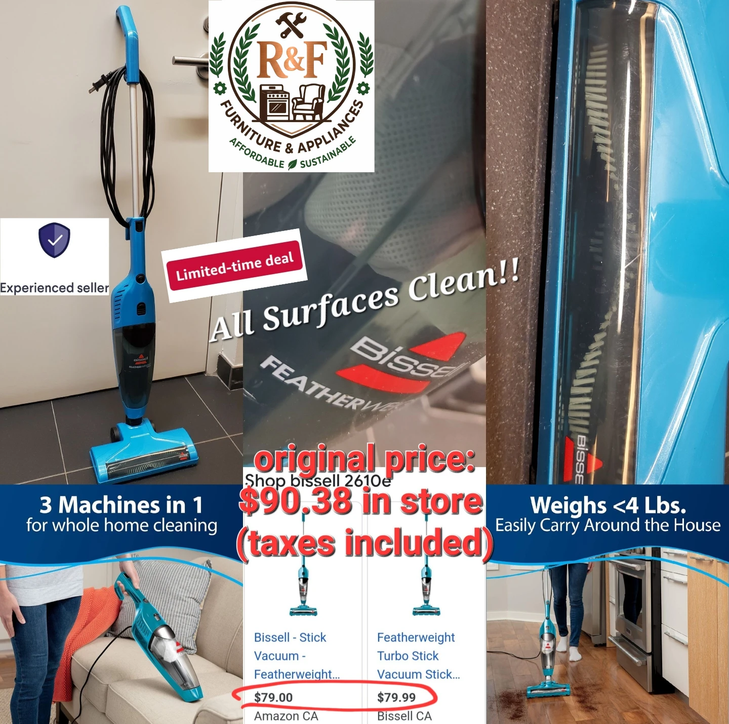 CLEARANCE! Bissell Stick Vacuum Featherweight Turbo+Power brush
