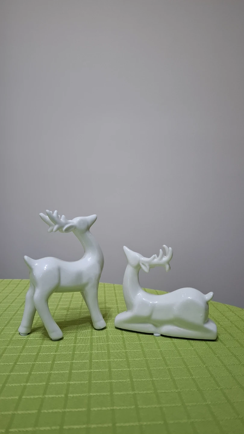 White Porcelain Deer Figurine Set