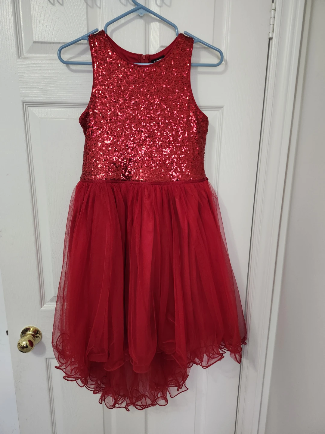 Zunie Red Sequin Tulle Dress - Size 14