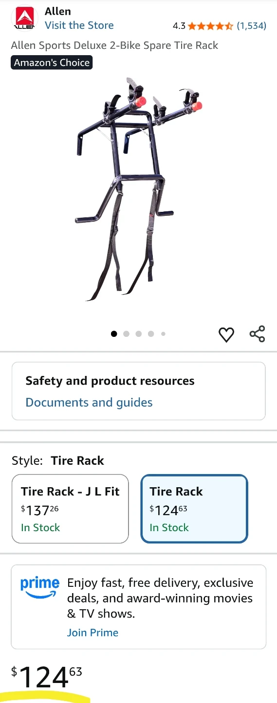 Allen Sports Deluxe 2-Bike Spare Tire Rack - photo 3