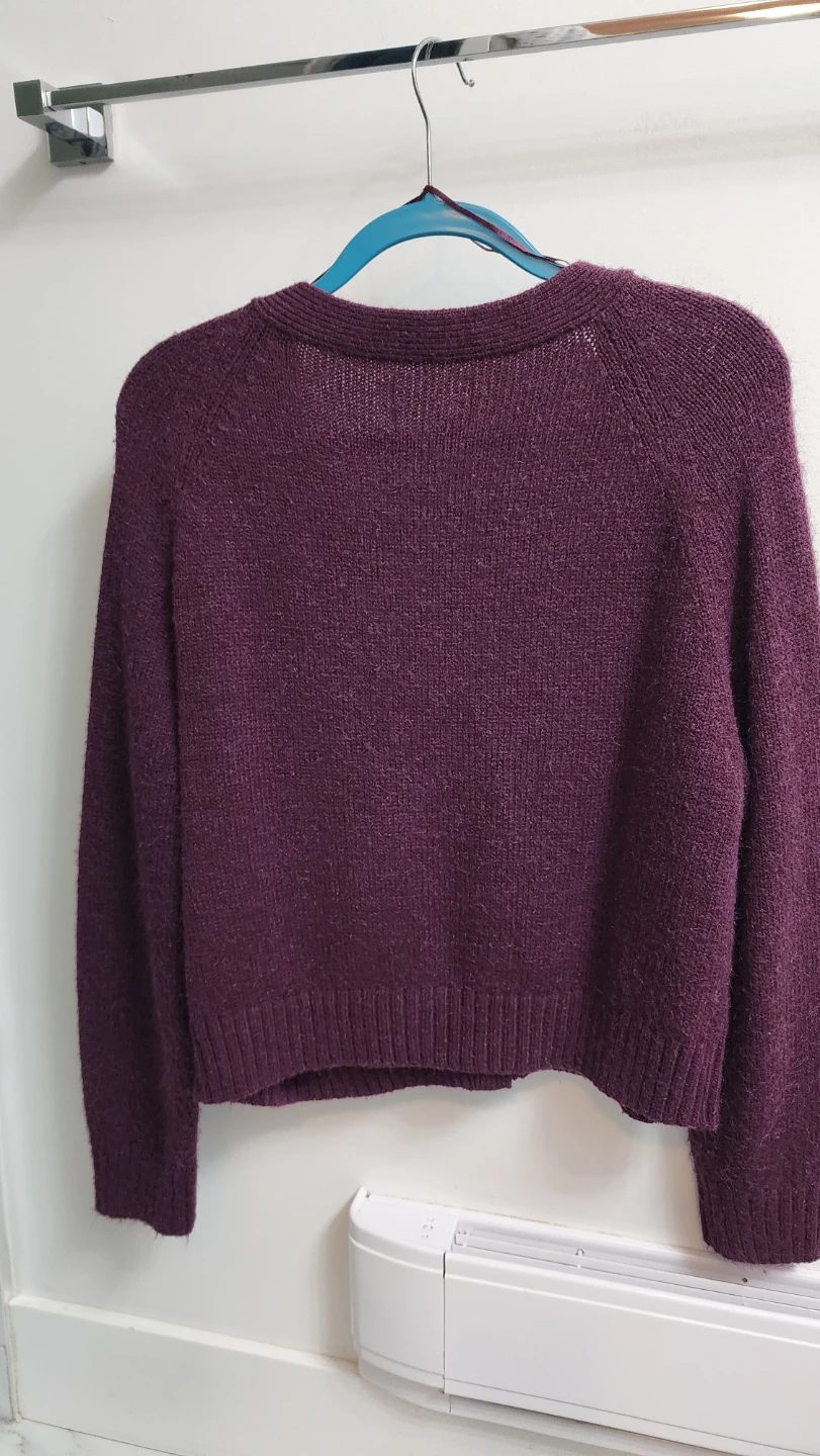 Red-purple V-Neck Cardigan - photo 2