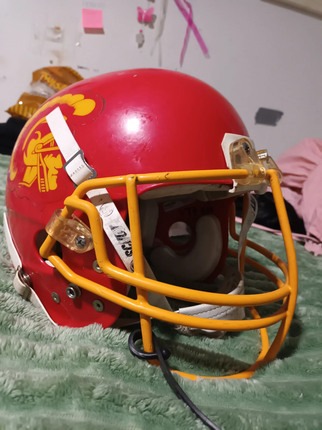 Red Football Helmet with Yellow Face Mask - photo 2