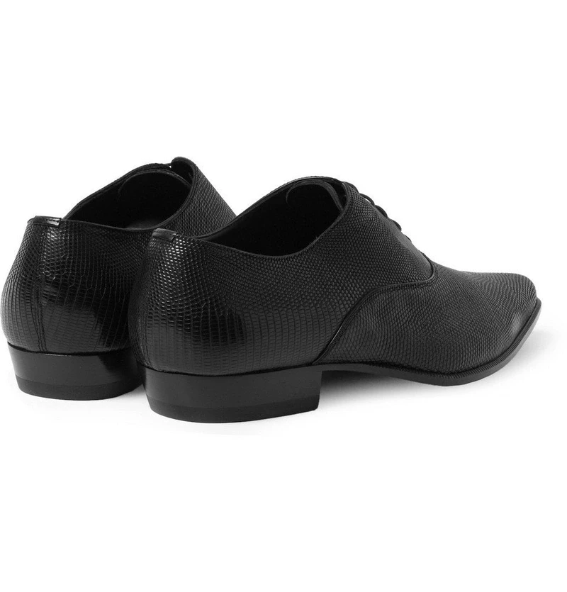 Saint Laurent Black Embossed Leather Oxford Shoes - photo 2