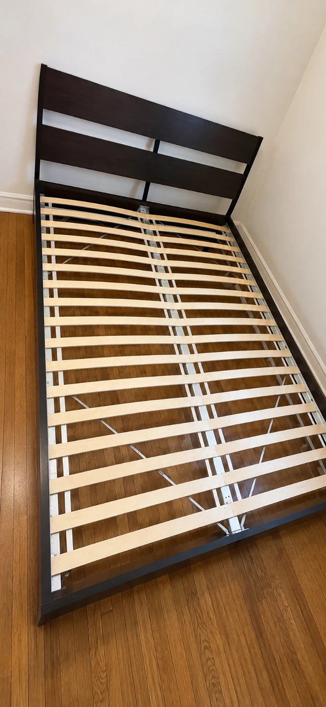 Queen size Dark Brown Bed Frame with Slatted Base - photo 2