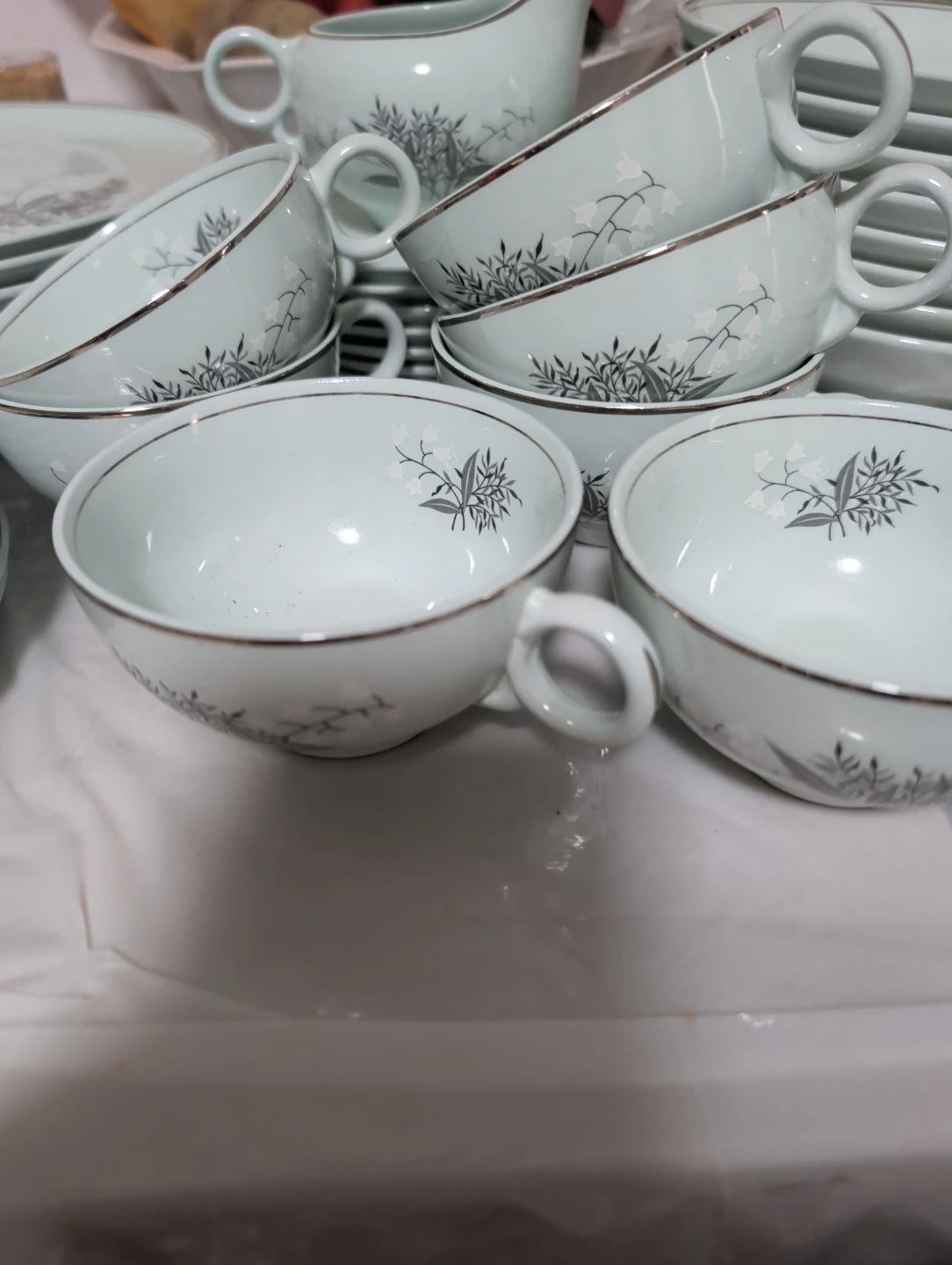 Vintage Dinnerware Set - Light Blue lily of the valley flowers - photo 2