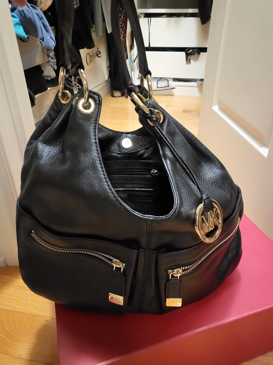Michael Kors Black Leather Hobo Bag