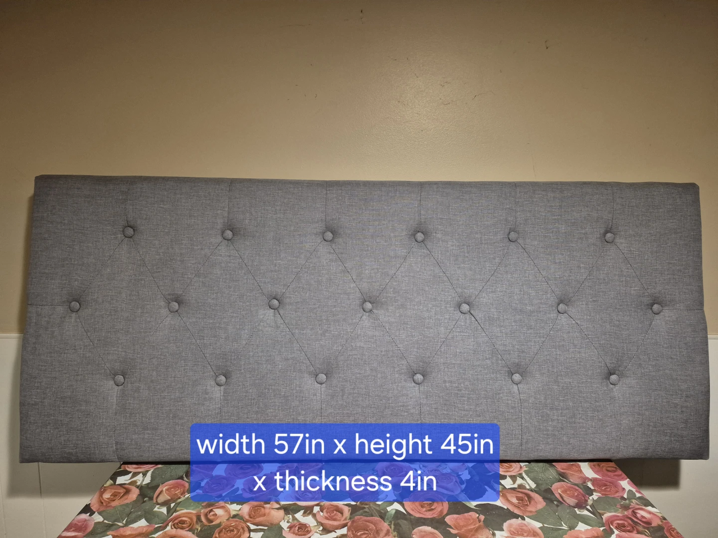 Grey Fabric Tufted Headboard and Bed Frame (Double Size)