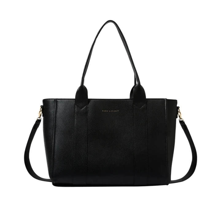 Poppy & Peonies Black Multitasker Tote Bag