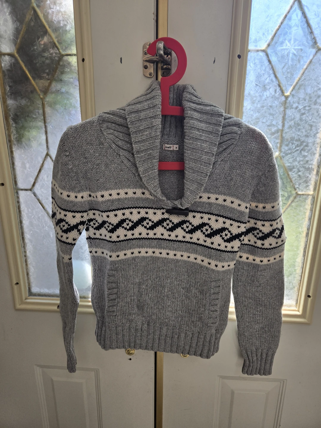 TNA Grey Fair Isle Wool Sweater