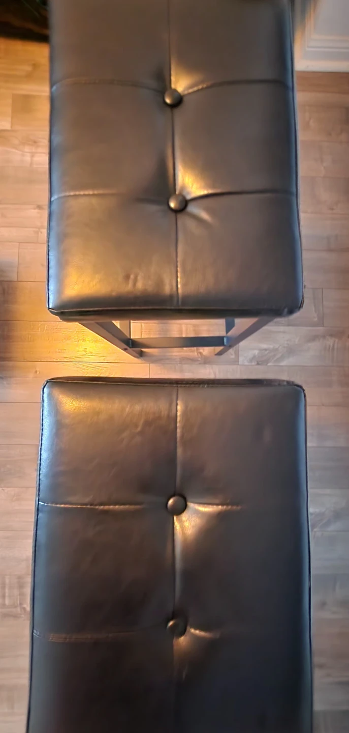 Set of 2 Black Faux Leather Bar Stools - photo 2