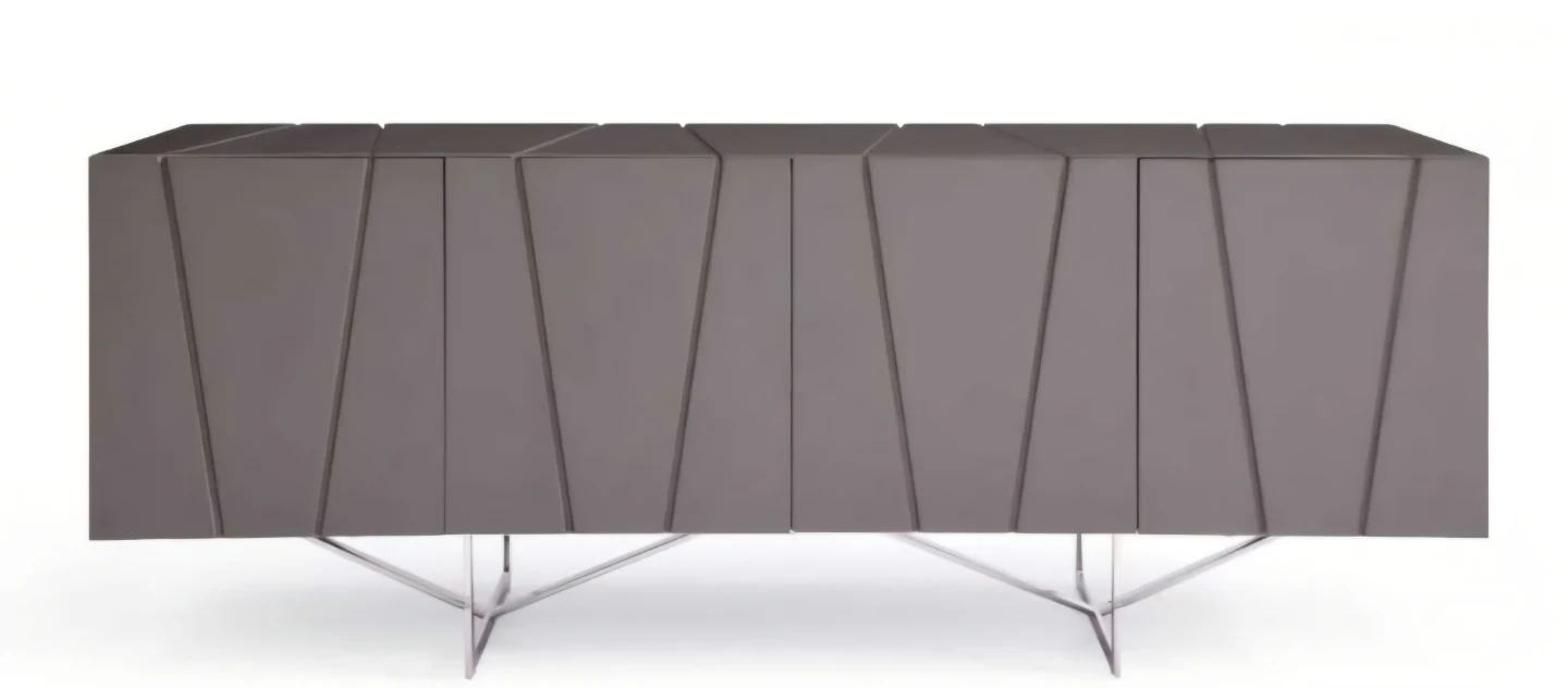 Modern Grey Sideboard with Geometric Design