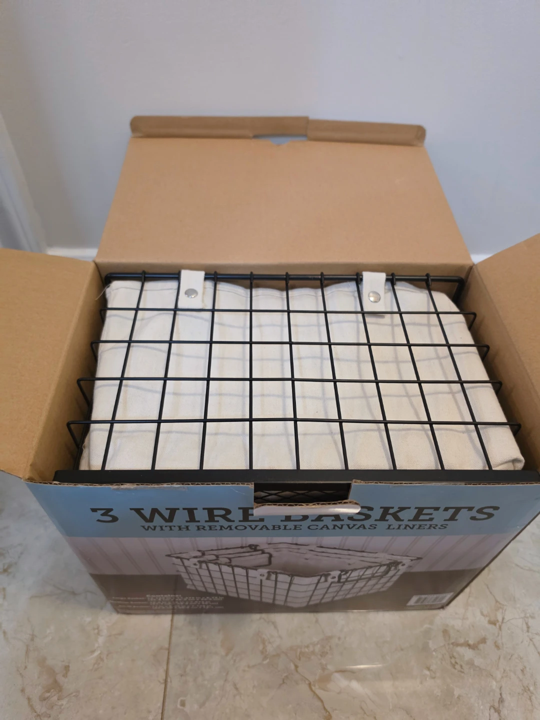 3 Wire Baskets with Removable Canvas Liners - photo 3