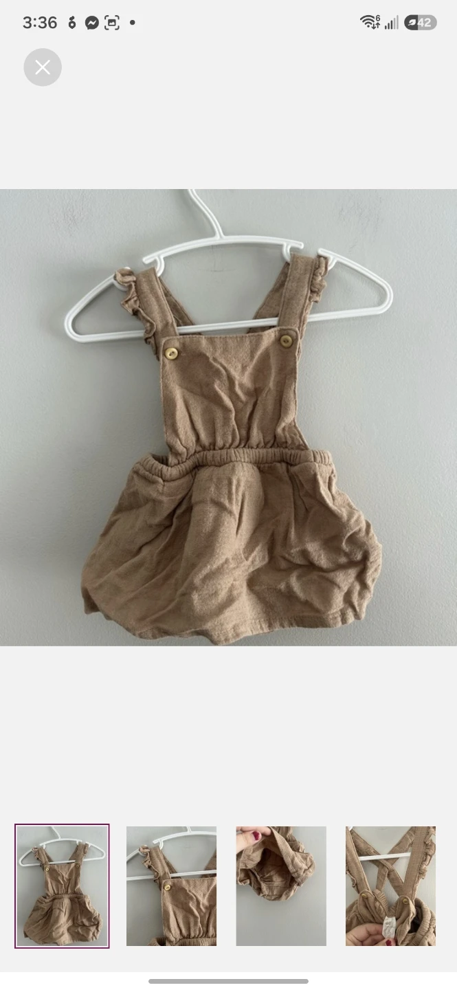 H&M Baby Romper Tan Ruffles Size 1-2 Months