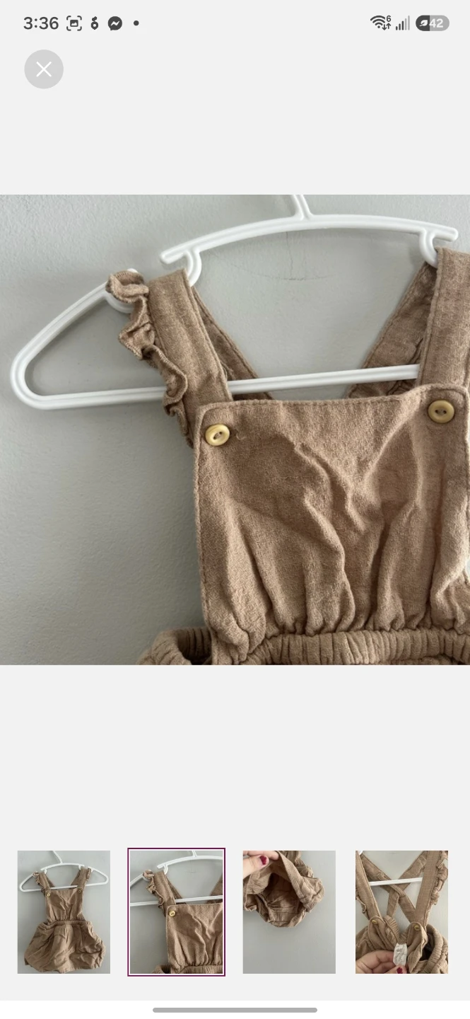 H&M Baby Romper Tan Ruffles Size 1-2 Months - photo 2