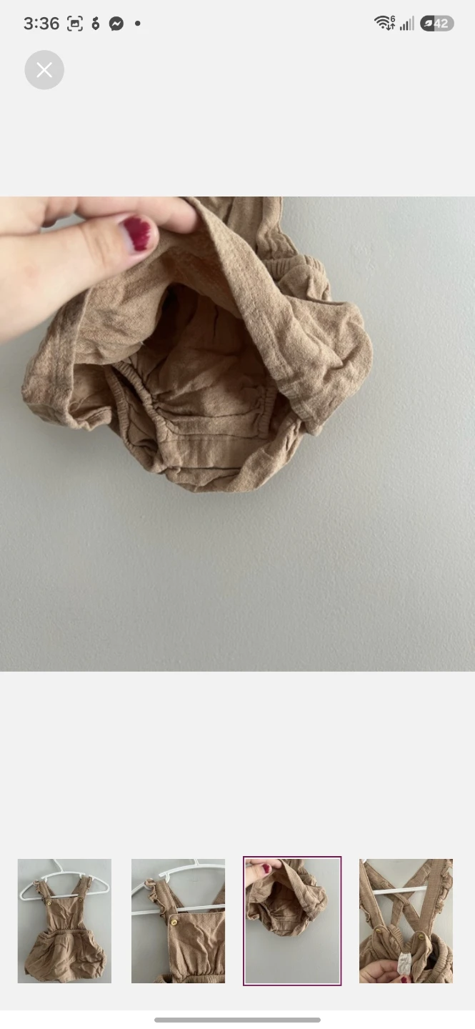 H&M Baby Romper Tan Ruffles Size 1-2 Months - photo 3