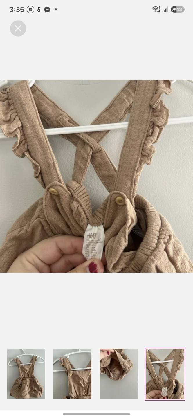 H&M Baby Romper Tan Ruffles Size 1-2 Months - photo 4