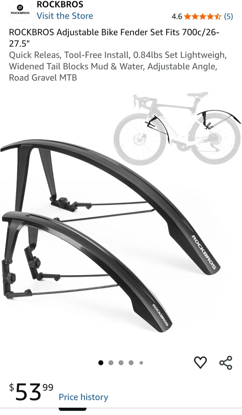 ROCKBROS Adjustable Bike Fender Set Fits 700c/26-27.5"