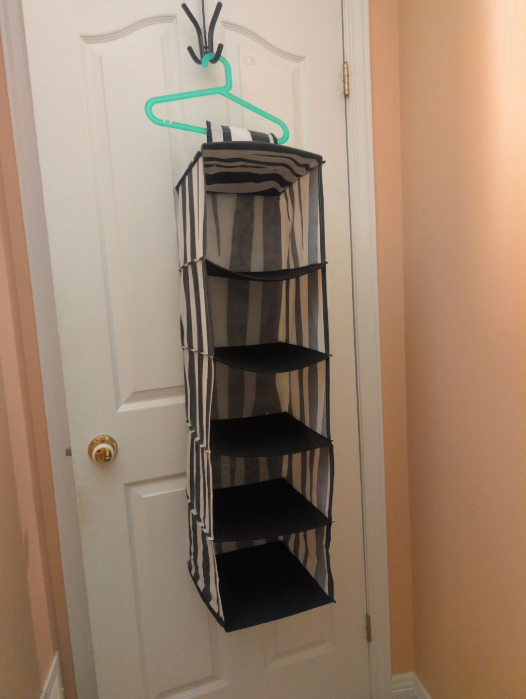 Black and White Striped Hanging Organizers with Zebra Detail - photo 3