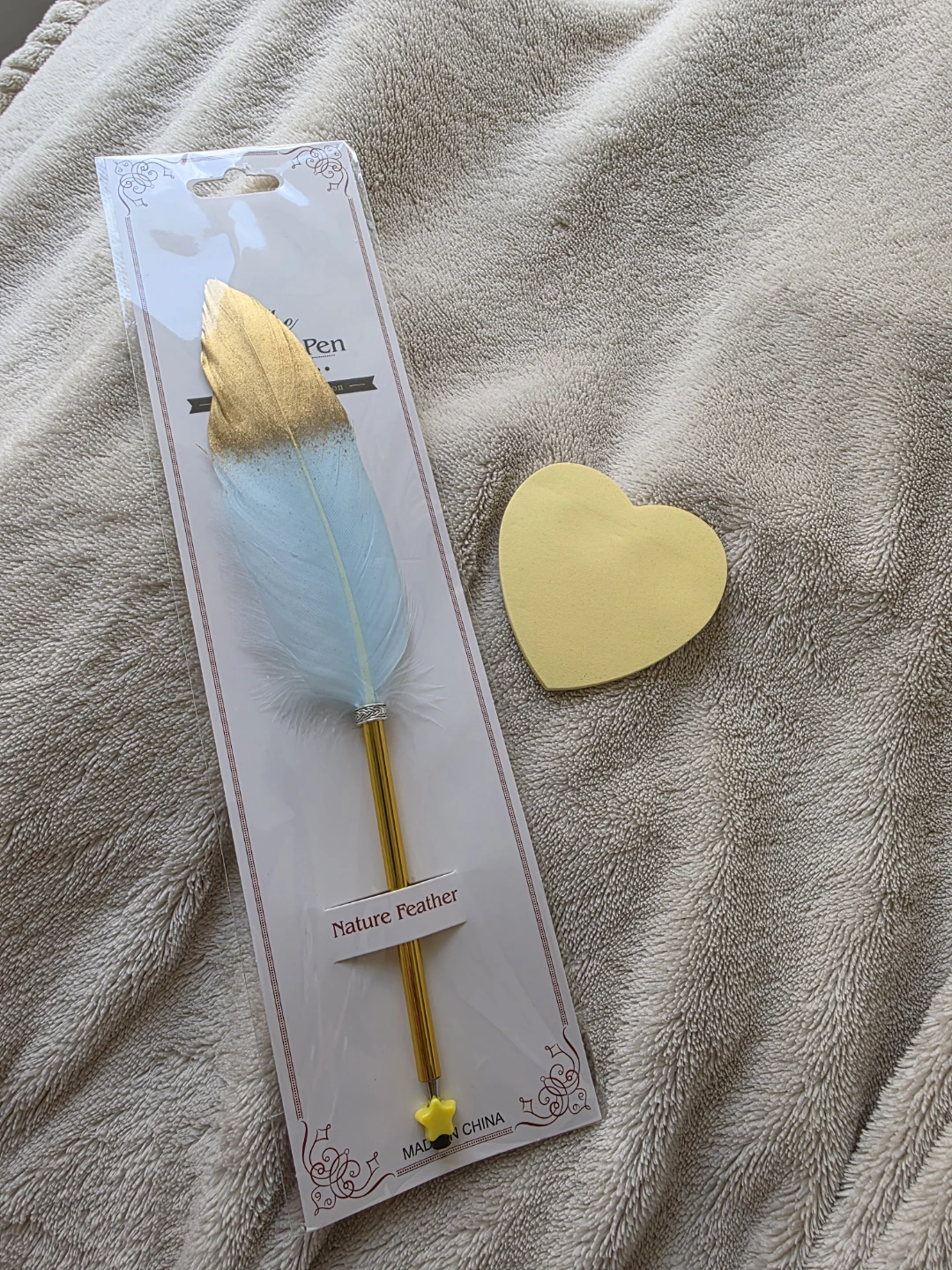 Nature Feather Pen & Sticky Notes Bundle