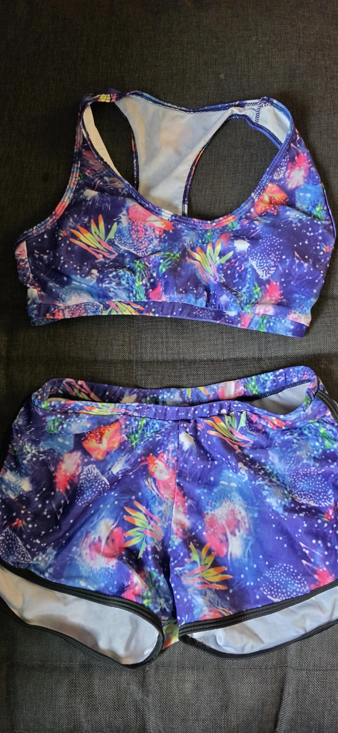 Galaxy Print Sports Bra and Shorts Set