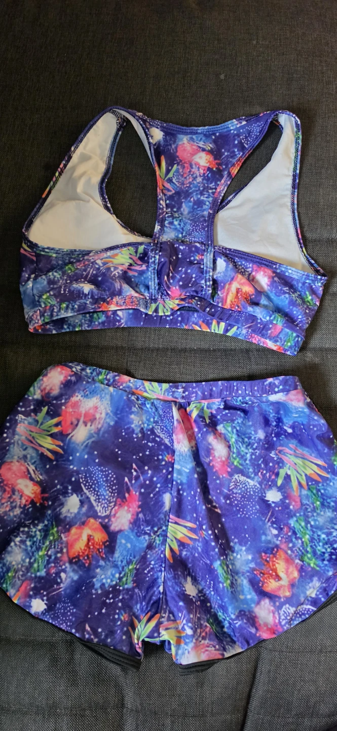 Galaxy Print Sports Bra and Shorts Set - photo 2