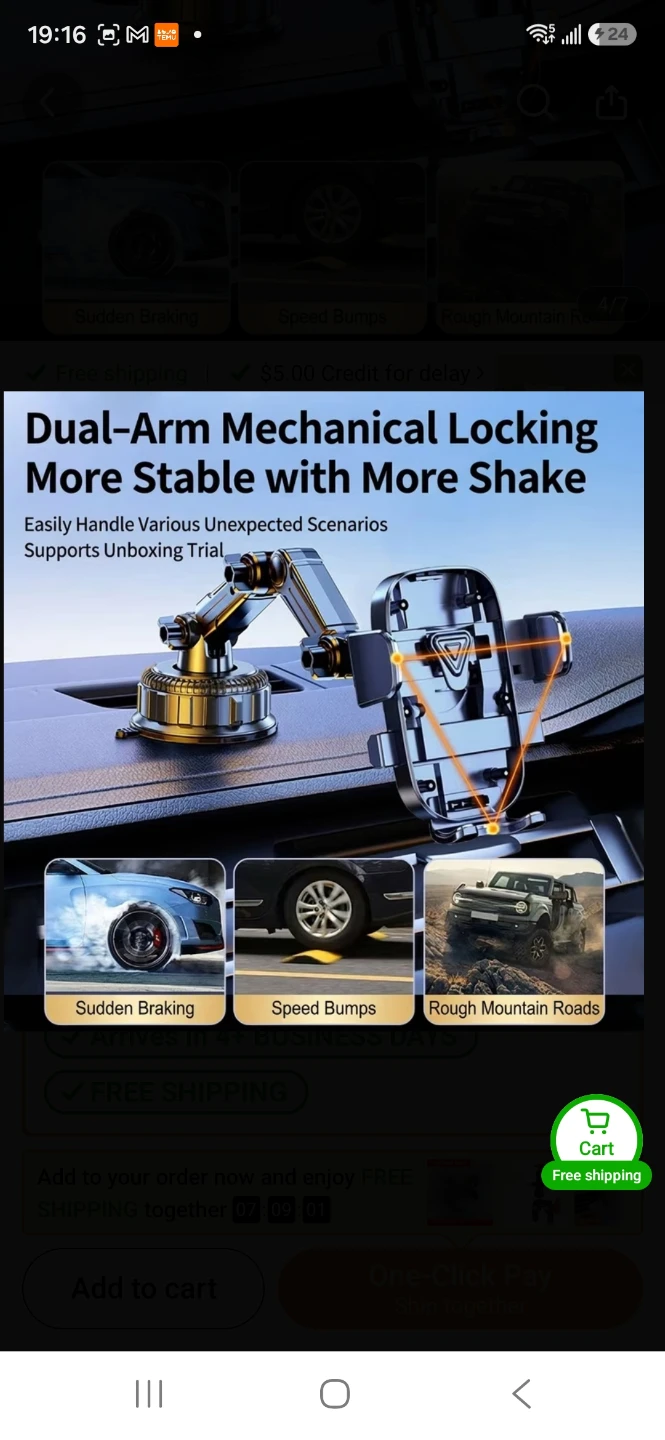 Car Phone holder Shock Resistant strong big suction cup - photo 2