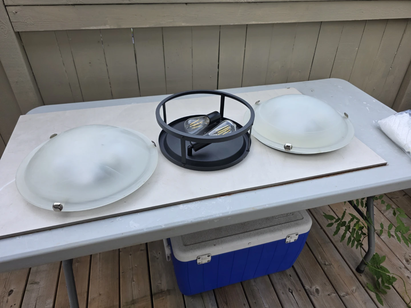 3 Flush Mount Ceiling Light Fixtures with Edison Bulbs - photo 2