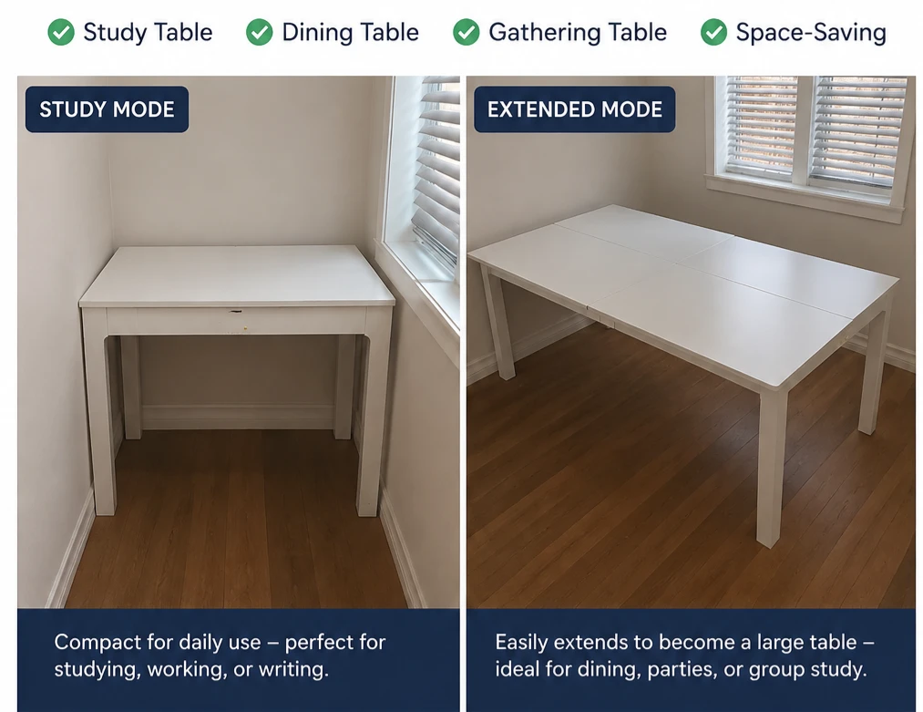 Extendable Dining/Study Table - White