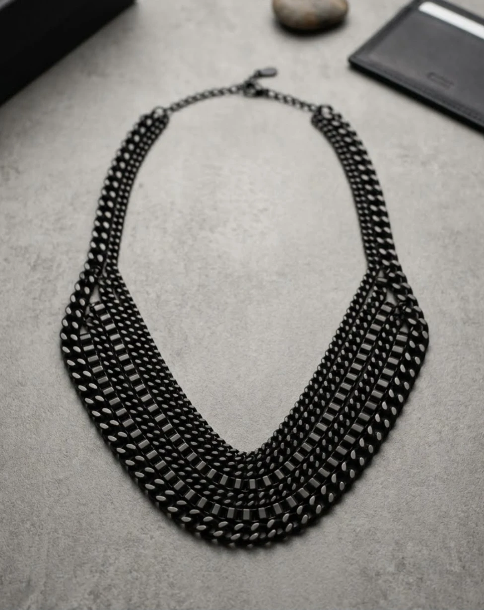 Matte Black Multi-Strand Necklace
