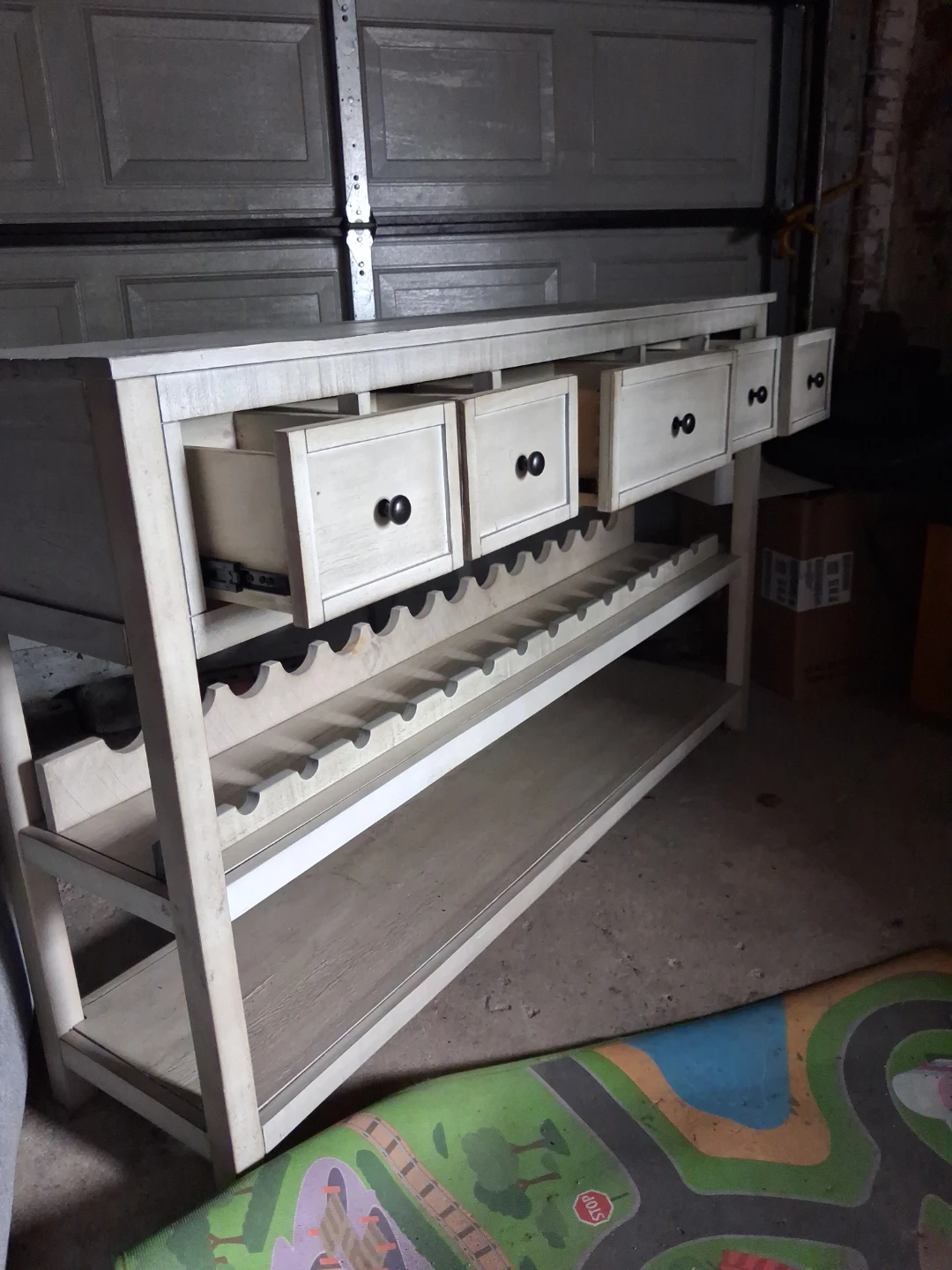 White Wine Rack Bar Cabinet with Drawers - photo 2