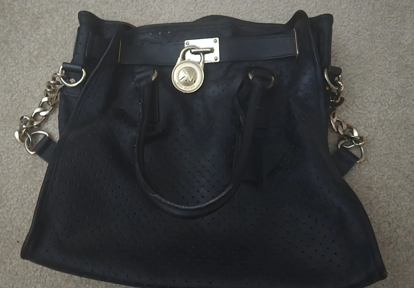 Michael Kors Black Perforated Leather Tote Bag - photo 2