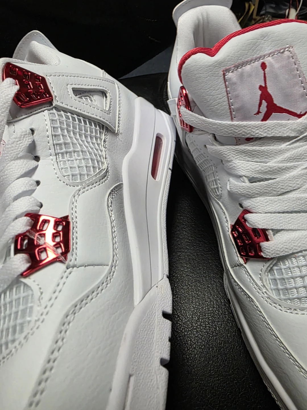 Air Jordan 4 Retro White Red Metal Sneakers - photo 2