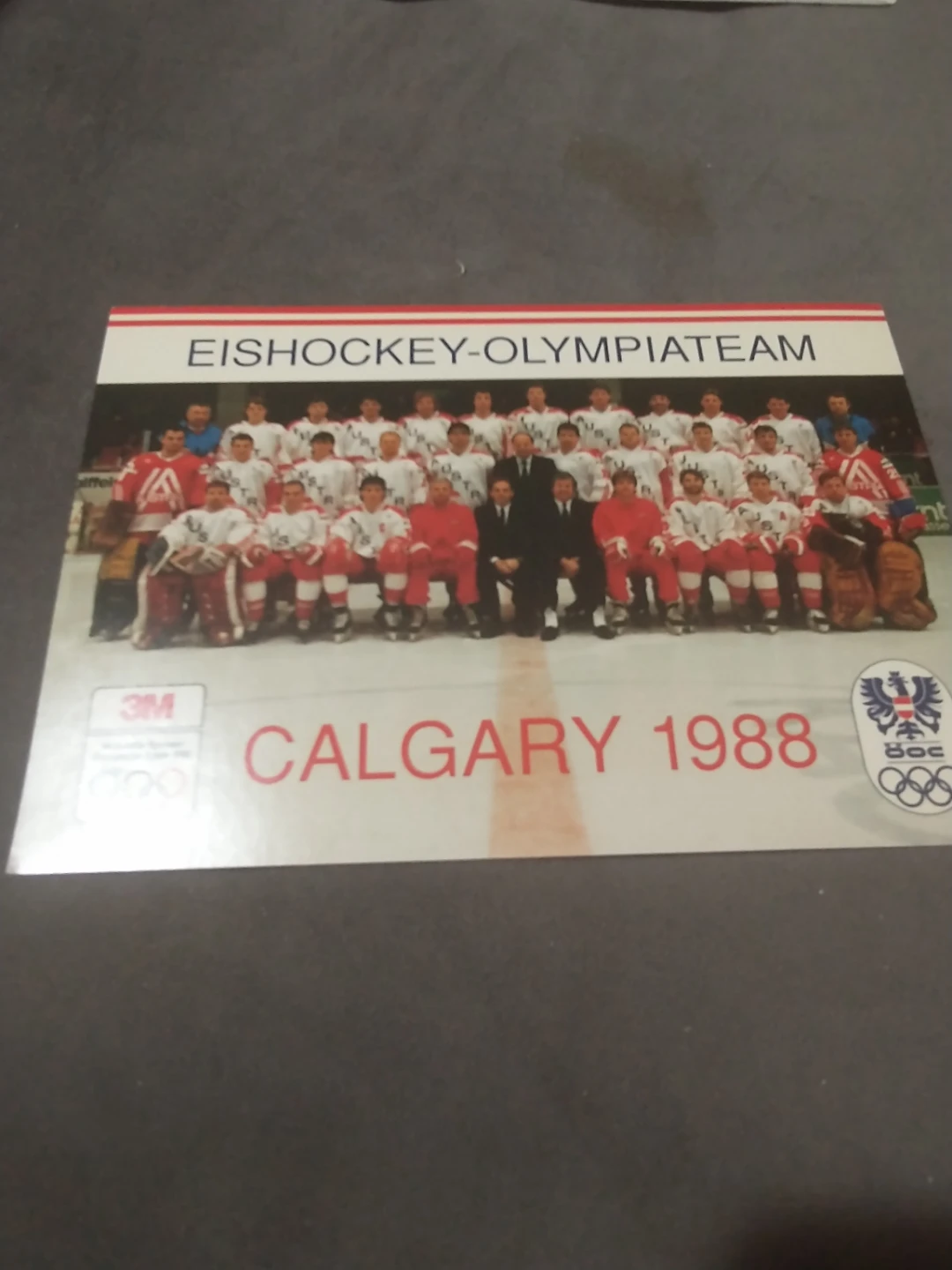 1988 Calgary Olympics Austria Ice Hockey Team Postcard