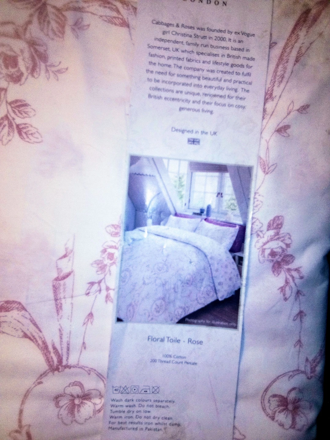 Cabbages & Roses Floral Toile - Rose Duvet Cover - photo 3