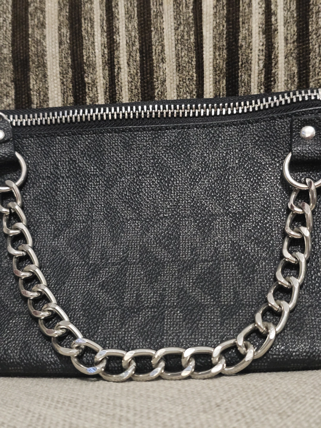 Michael Kors Black Faux Leather Clutch with Chain