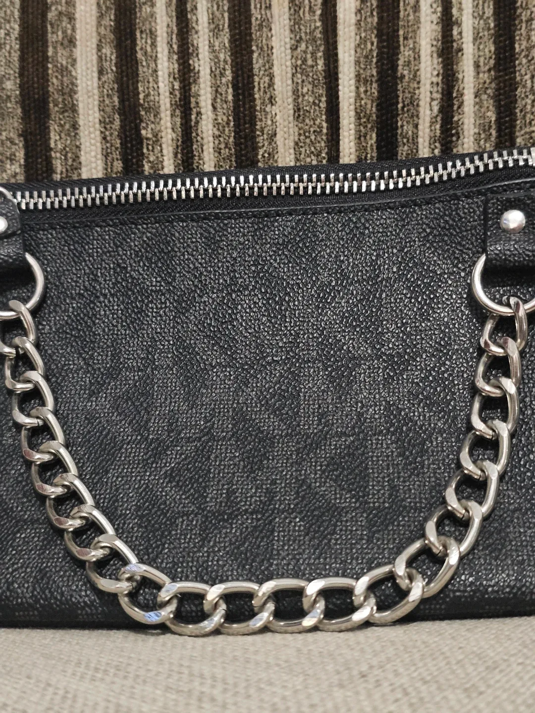 Michael Kors Black Faux Leather Clutch with Chain