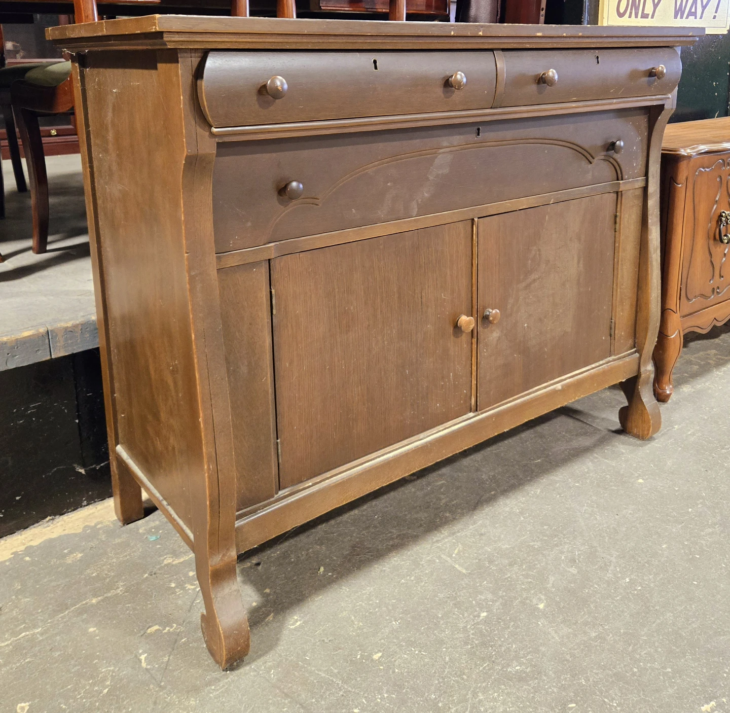 Antique Solid Walnut Buffet/Sideboard With Storage - photo 2